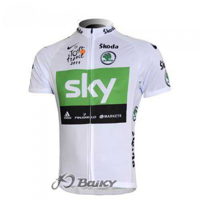 SKY Pro Team Wielershirt Met Korte Mouwen Wit Groen