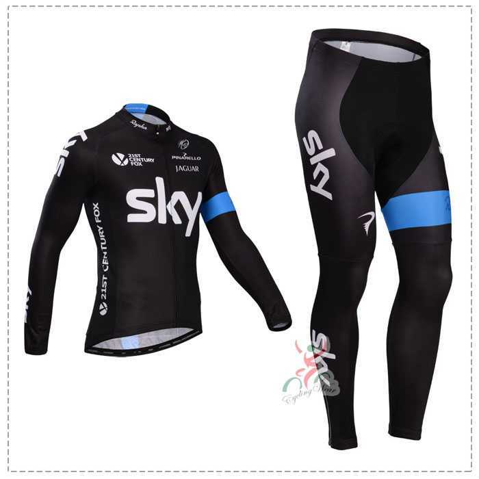 Sky 2014 Fietskleding Wielershirt Lange Mouw+Lange Fietsbroeken