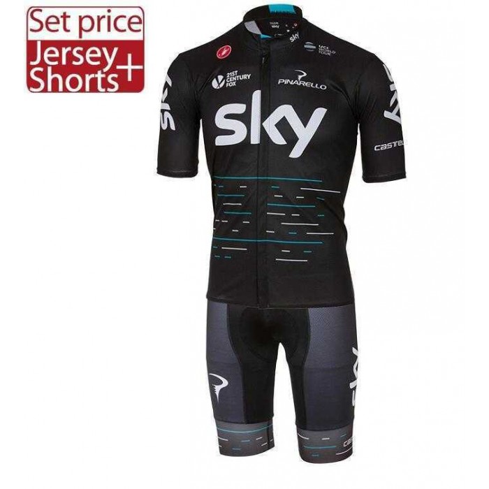 2017 Sky Fietskleding Set Fietsshirt Met Korte Mouwen+Korte Koersbroek