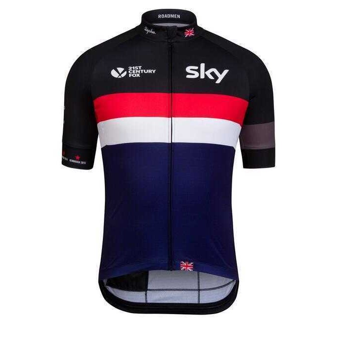 2016 SKY Wit-Rood Wielershirt Met Korte Mouwen