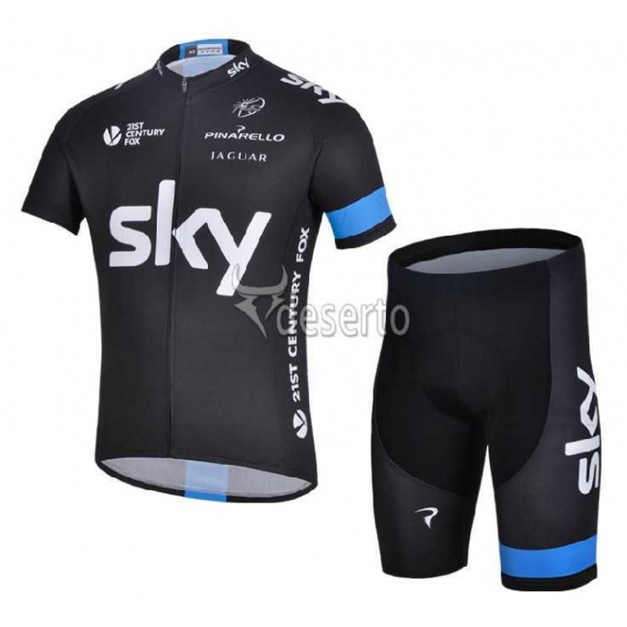 Teams Sky 2014 Wielerkleding Set Wielershirts Korte Mouw+Fietsbroek