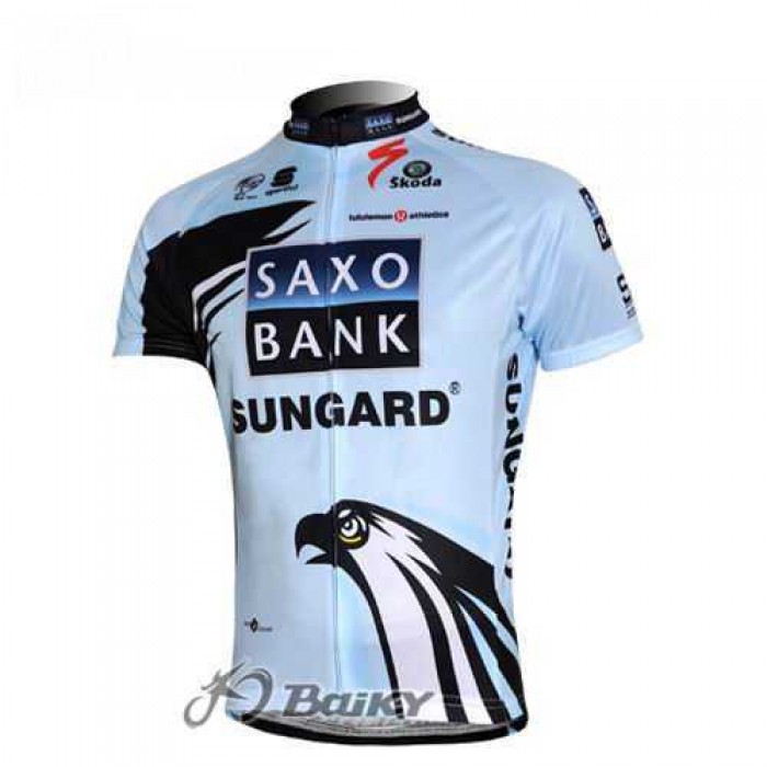 Saxo Bank Sungard Pro Team Wielershirt Met Korte Mouwen Wit