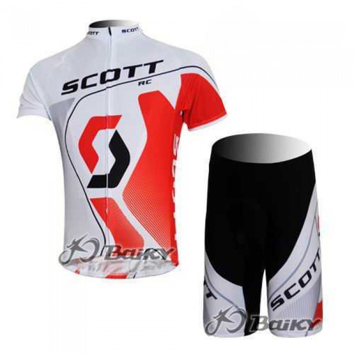 Scott Racing Teams Fietskleding Wielershirts Korte+Korte Fietsbroeken Wit Rood