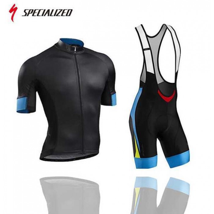 2016 Team Specialized Fietskleding Set Fietsshirt Met Korte Mouwen+Korte Koersbroek Blauw Zwart