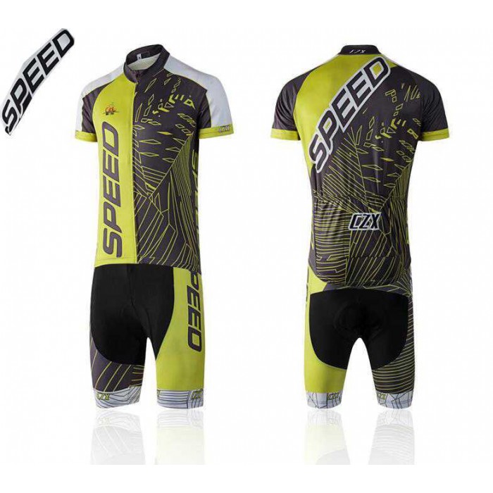 2016 Speed Fietskleding Korte Mouw+Fietsbroek Bib Gele Zwart