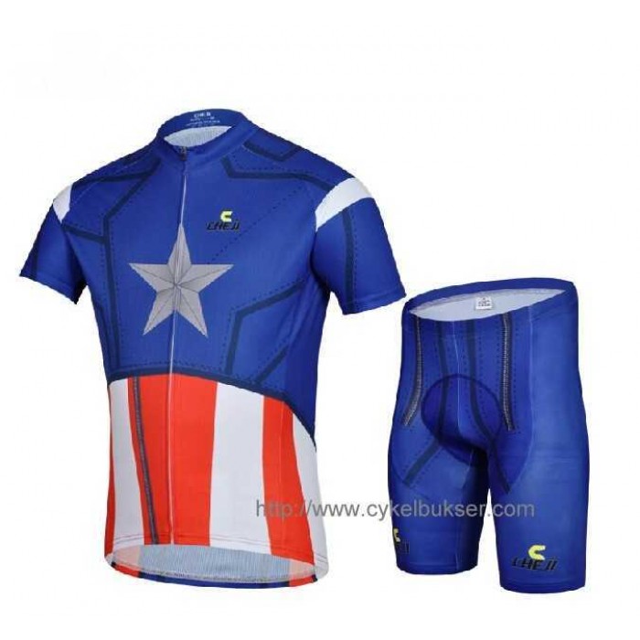 Captain America Wielerkleding Set Wielershirts Korte Mouw+Fietsbroek
