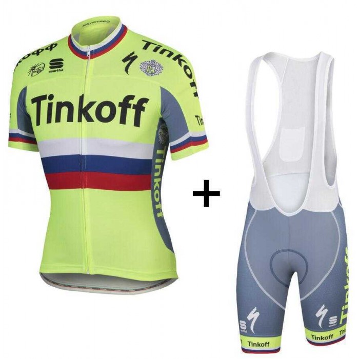 2016 Tinkoff Fietskleding Set Fietsshirt Met Korte Mouwen+Korte Koersbroek Rood Blauw Wit