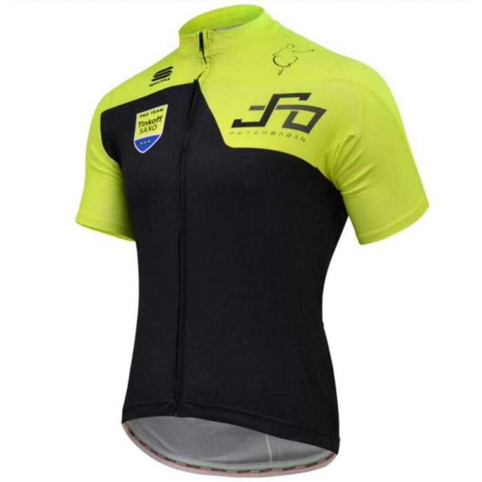 2015 Tinkoff Wielershirt Met Korte Mouwen Zwart Geel