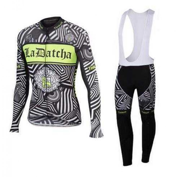 2016 Ladatcha Tinkoff Zebra Wielershirt Lange Mouwen+Lange Fietsbroeken Bib