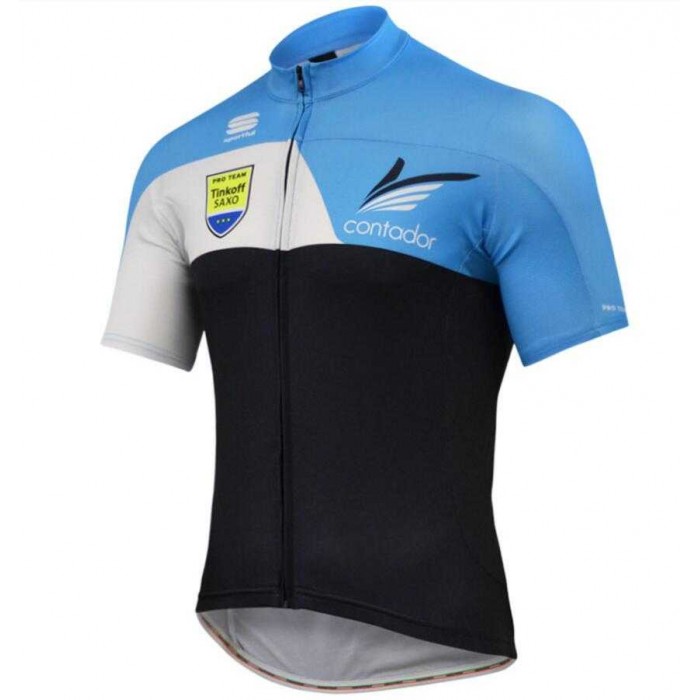 2015 Tinkoff Wielershirt Met Korte Mouwen Blauw Zwart