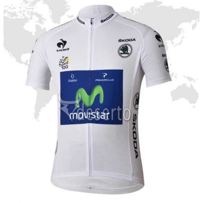 Movistar Tour De France Wielershirt Wit Wielershirt Met Korte Mouwen
