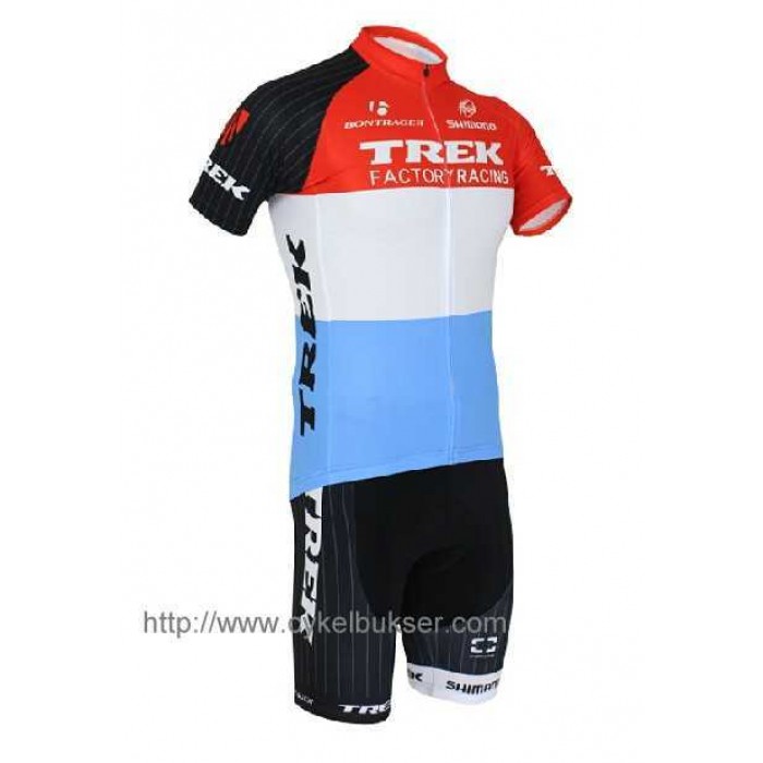 Trek Factory Racing Wielerkleding Set Wielershirts Korte Mouw+Fietsbroek Rood Wit