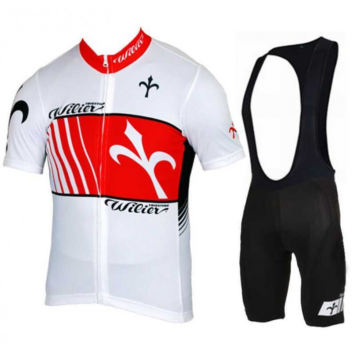 2015 WILIER Wit Zwart Rood Fietskleding Set Fietsshirt Met Korte Mouwen+Korte Koersbroek