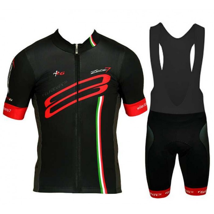 2015 WILIER Fietskleding Set Fietsshirt Met Korte Mouwen+Korte Koersbroek Rood Zwart