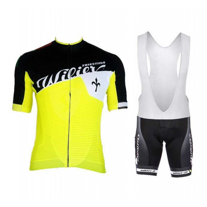 2015 WILIER Geel Wit Zwart Fietskleding Set Fietsshirt Met Korte Mouwen+Korte Koersbroek