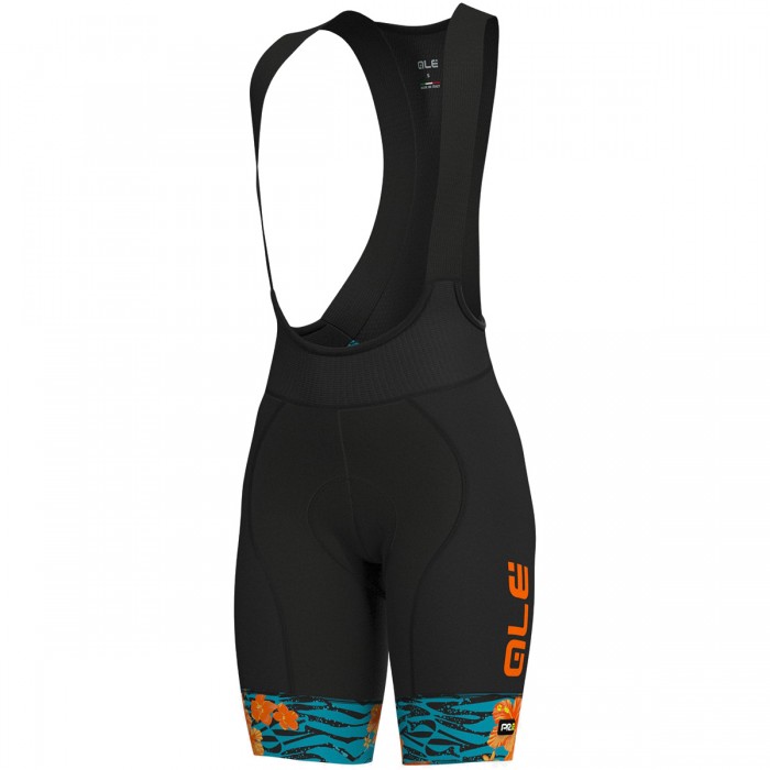 Dames Ale Graphic PRR Savana-Turquoise Oranje Korte Fietsbroeken Bib